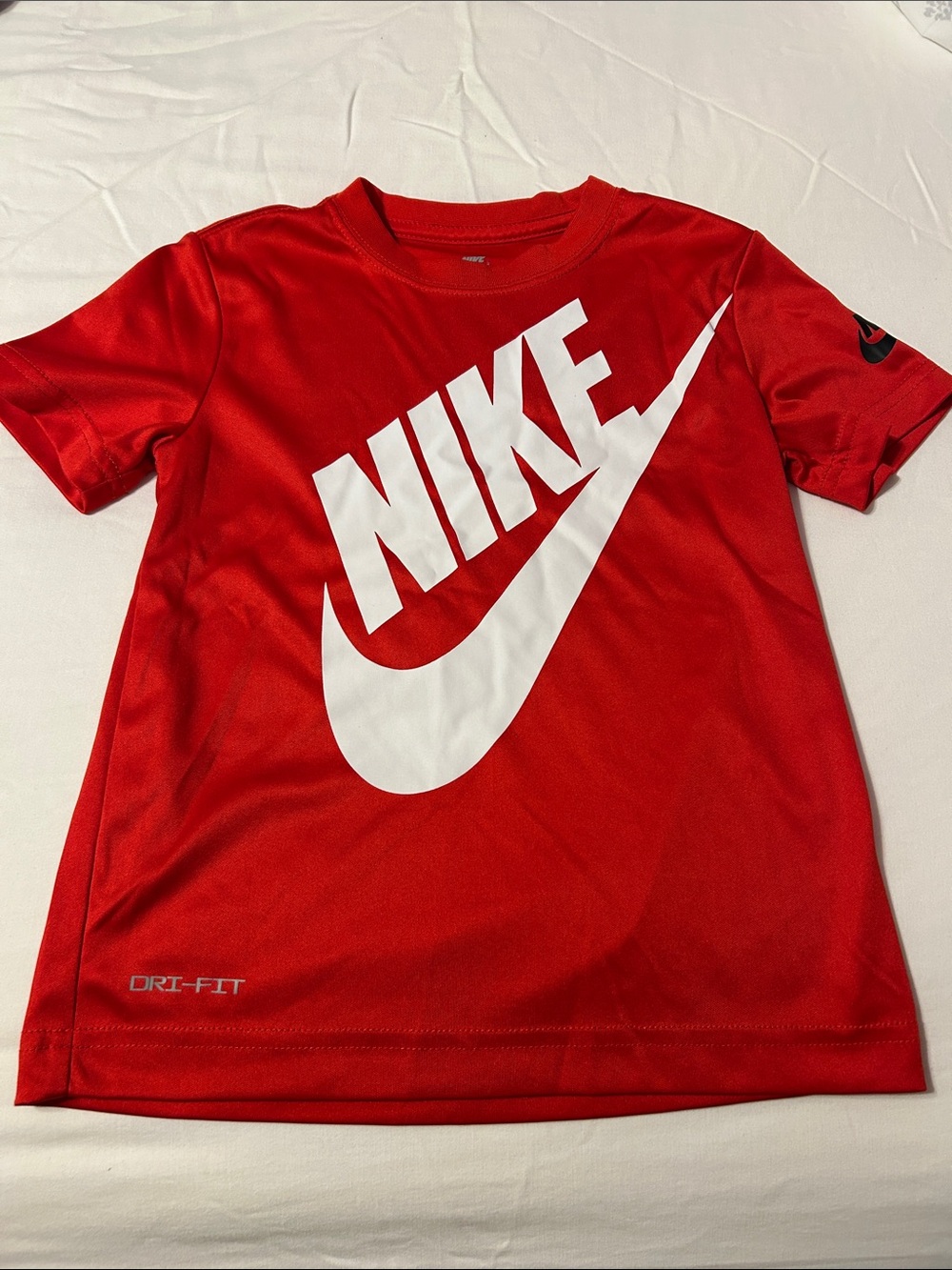 Nike Red Short-Sleeve Dri-Fit Tee with White Swoosh